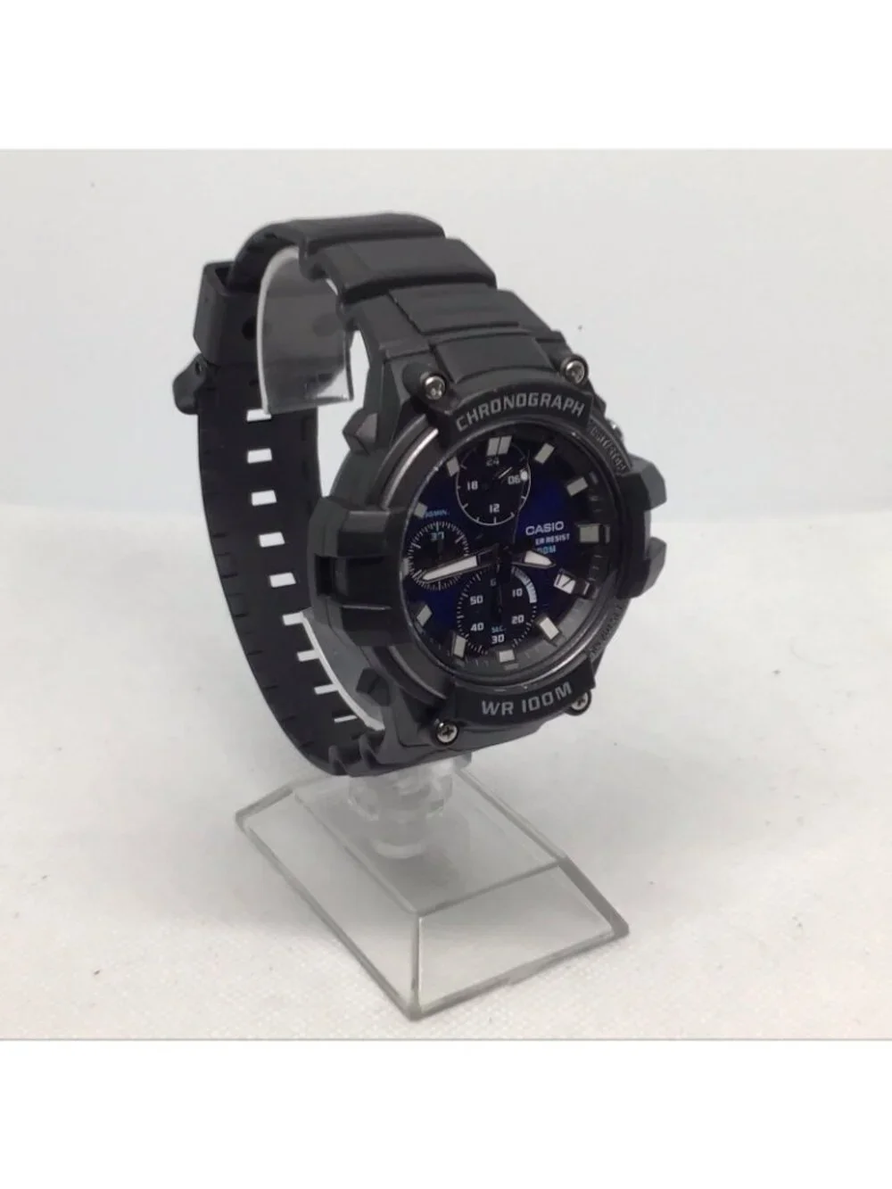 Casio MCW-110H-2A2VCF Men's Analog Chronograph Blue Dial Watch 100M WR Date